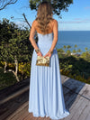 Chiffon A-Line Halter Maxi Formal Dresses with Side Slit