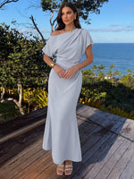 Chiffon Mermaid One Shoulder Maxi Formal Dresses with Side Waist Ruched