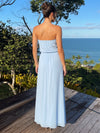 Chiffon A-Line Strapless Maxi Formal Dresses with Pleated