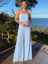 Chiffon Pantsuit Strapless Maxi Sets with Pleated