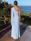 Chiffon A-Line One Shoulder Maxi Formal Dresses with Side Waist Ruched