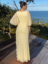 Chiffon Mermaid Boat Neck Maxi Formal Dresses with Ruffles