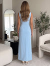 Jersey A-Line Crew Neck Maxi Formal Dresses with 3D Flowers