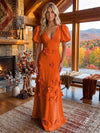 Jersey A-Line V Neck Maxi Formal Dresses with 3D Flowers