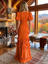 Jersey A-Line V Neck Maxi Formal Dresses with 3D Flowers