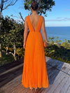 Chiffon A-Line V Neck Maxi Formal Dresses with Delicate Pleated