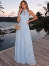 Chiffon A-Line Halter Maxi Formal Dresses with Keyhole