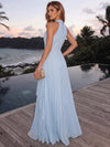 Chiffon A-Line Halter Maxi Formal Dresses with Keyhole