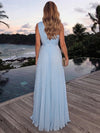 Chiffon A-Line One Shoulder Maxi Formal Dresses with Delicate Pleated