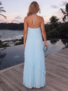 Chiffon A-Line One Shoulder Maxi Formal Dresses with Delicate Pleated