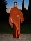 Satin Sheath High Neck Maxi Formal Dresses with Fringe