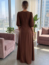 Jersey A-Line Crew Neck 3D Flowers Formal Tent/ Trapeze Dresses with Three Quarters Sleeves