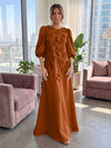 Jersey A-Line Crew Neck 3D Flowers Formal Tent/ Trapeze Dresses with Three Quarters Sleeves
