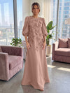 Jersey A-Line Crew Neck 3D Flowers Formal Tent/ Trapeze Dresses with Three Quarters Sleeves