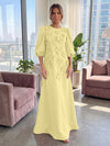 Jersey A-Line Crew Neck 3D Flowers Formal Tent/ Trapeze Dresses with Three Quarters Sleeves