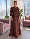 Jersey A-Line Crew Neck 3D Flowers Formal Tent/ Trapeze Dresses with Three Quarters Sleeves