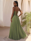 Chiffon A-Line Strapless Maxi Formal Dresses with 3D Flowers