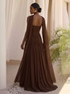 Chiffon A-Line Strapless Maxi Formal Dresses with Delicate Pleated