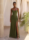 Chiffon A-Line Sweetheart Maxi Formal Dresses with Corset Bodice