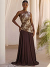 Jacquard A-Line One Shoulder Maxi Formal Dresses with Side Waist Ruched