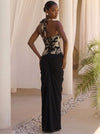 Chiffon Mermaid Halter Maxi Formal Dresses with Floral Lace Applique