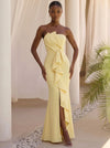 Jersey Mermaid Strapless Maxi Formal Dresses with Ruffles