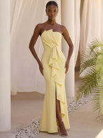 Jersey Mermaid Strapless Maxi Formal Dresses with Ruffles