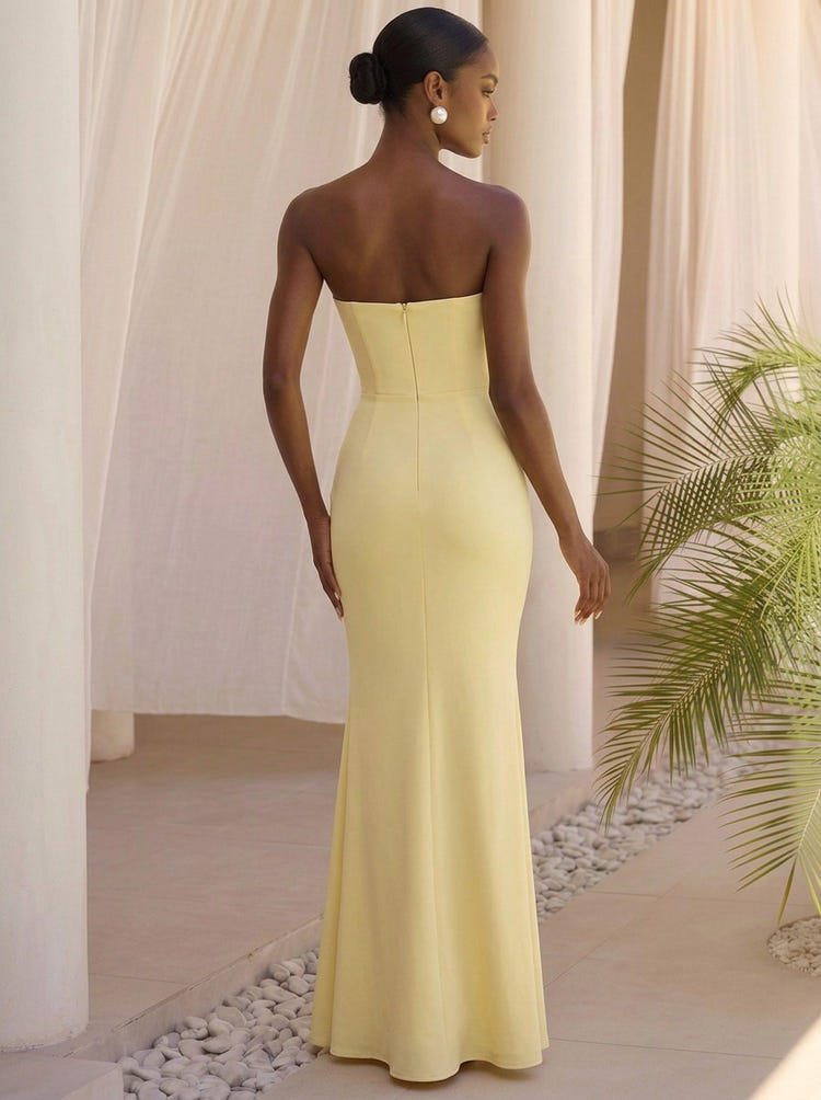 Jersey Mermaid Strapless Maxi Formal Dresses with Ruffles