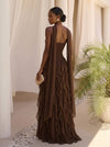 Chiffon A-Line Strapless Maxi Formal Dresses with Scarf