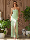 Jersey Sheath Strapless Midi Formal Dresses with Fringe