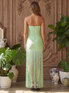 Jersey Sheath Strapless Midi Formal Dresses with Fringe