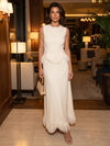 Jersey A-Line Crew Neck Maxi Formal Dresses with Fringe