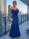 Chiffon Mermaid Strapless Maxi Formal Dresses with Oversized 3D Bow