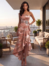 Jacquard Mermaid One Shoulder Maxi Formal Dresses with Ruffles