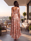 Jacquard Mermaid One Shoulder Maxi Formal Dresses with Ruffles