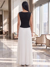 Jersey A-Line Asymmetric Neck Maxi Formal Dresses with Delicate Pleated