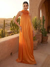 Mesh A-Line Halter Tent Formal Dresses with Ruffles