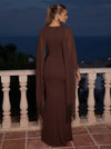 Chiffon Mermaid Halter Maxi Formal Dresses with Scarf