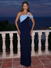 Jersey Sheath Maxi Formal Dresses with Asymmetric One Shoulder Twisted Neckline