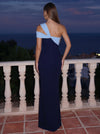 Jersey Sheath Maxi Formal Dresses with Asymmetric One Shoulder Twisted Neckline