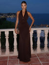 Jersey Mermaid Halter Maxi Formal Dresses with Sequin Trim