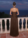Chiffon A-Line Halter Maxi Formal Dresses with 3D Flowers