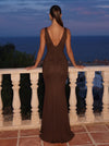 Chiffon Mermaid V Neck Maxi Formal Dresses with Ruched