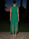 Jersey Sheath Crew Neck Midi Formal Dresses with Fringes