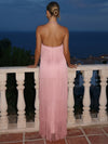 Fringes Sheath Halter Maxi Formal Dresses with Side Slit