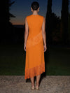 Jersey Sheath Crew Neck Maxi Formal Dresses with Fringes