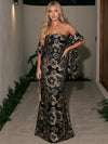 Jacquard Sheath Strapless Maxi Formal Dresses with Shawl