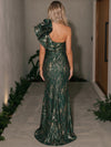 Jacquard Mermaid One Shoulder Maxi Formal Dresses with Side Slit