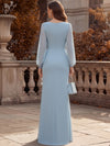 Chiffon Mermaid V Neck Maxi Formal Dresses with Pleated