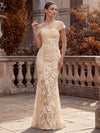 3D Flower Lace Mermaid One Shoulder Maxi Formal Dresses with Floral Lace Applique
